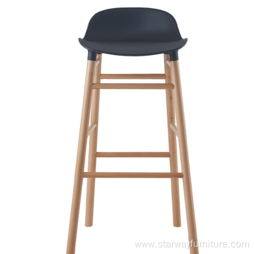 Classical Design Chair Plastic With Solid Wood Barstool